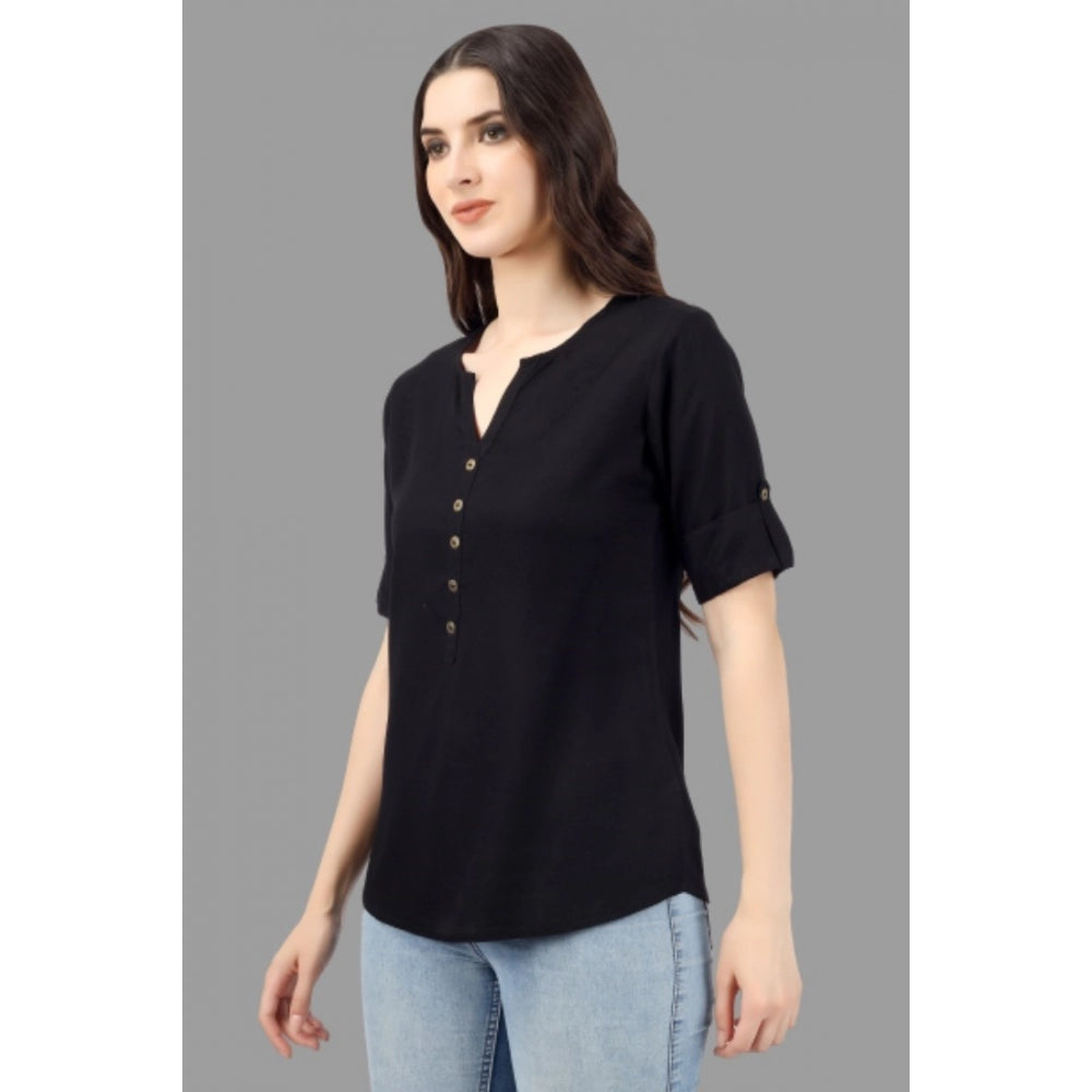 Solid Short Length Rayon Tunic Top