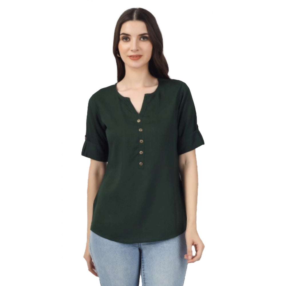 Solid Short Length Rayon Tunic Top