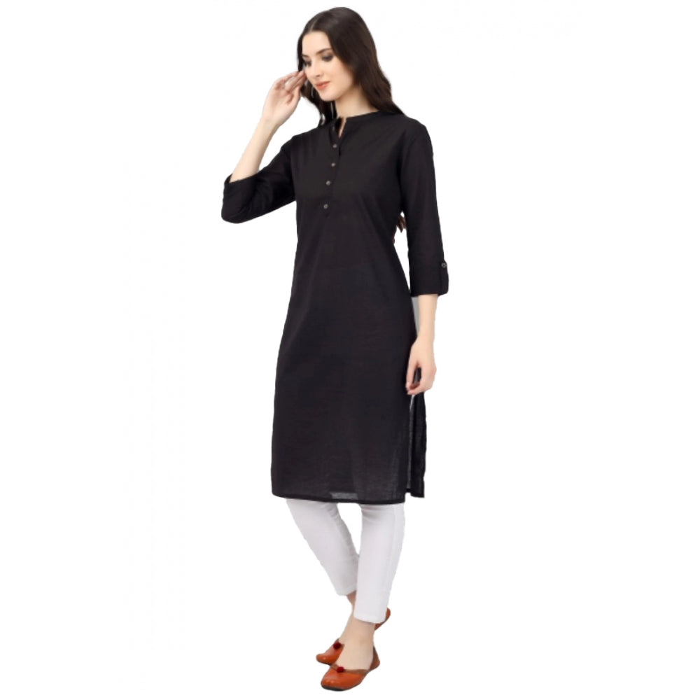 Solid Calf Length Cotton Kurti