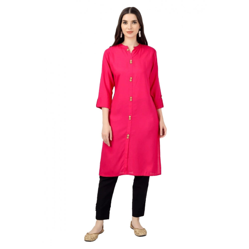 Solid Calf Length Rayon Kurti