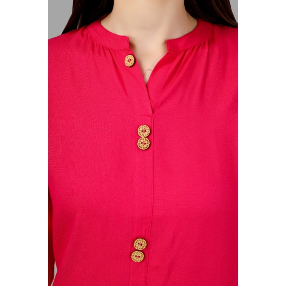 Solid Calf Length Rayon Kurti