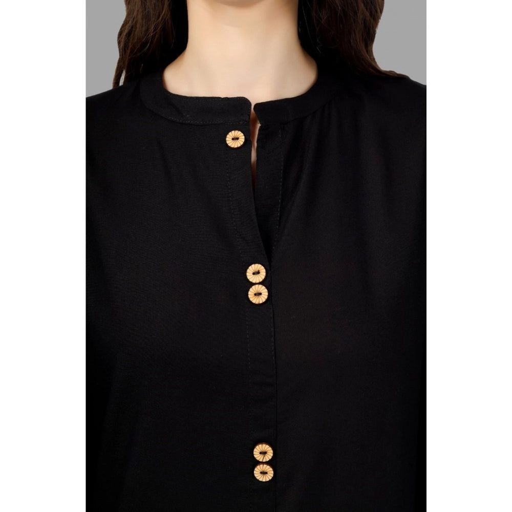 Solid Calf Length Rayon Kurti