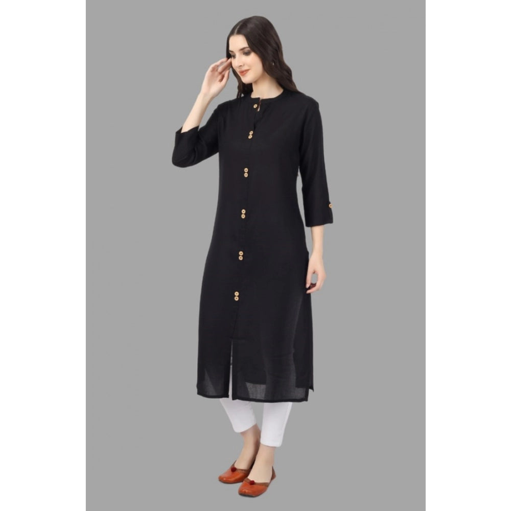 Solid Calf Length Rayon Kurti