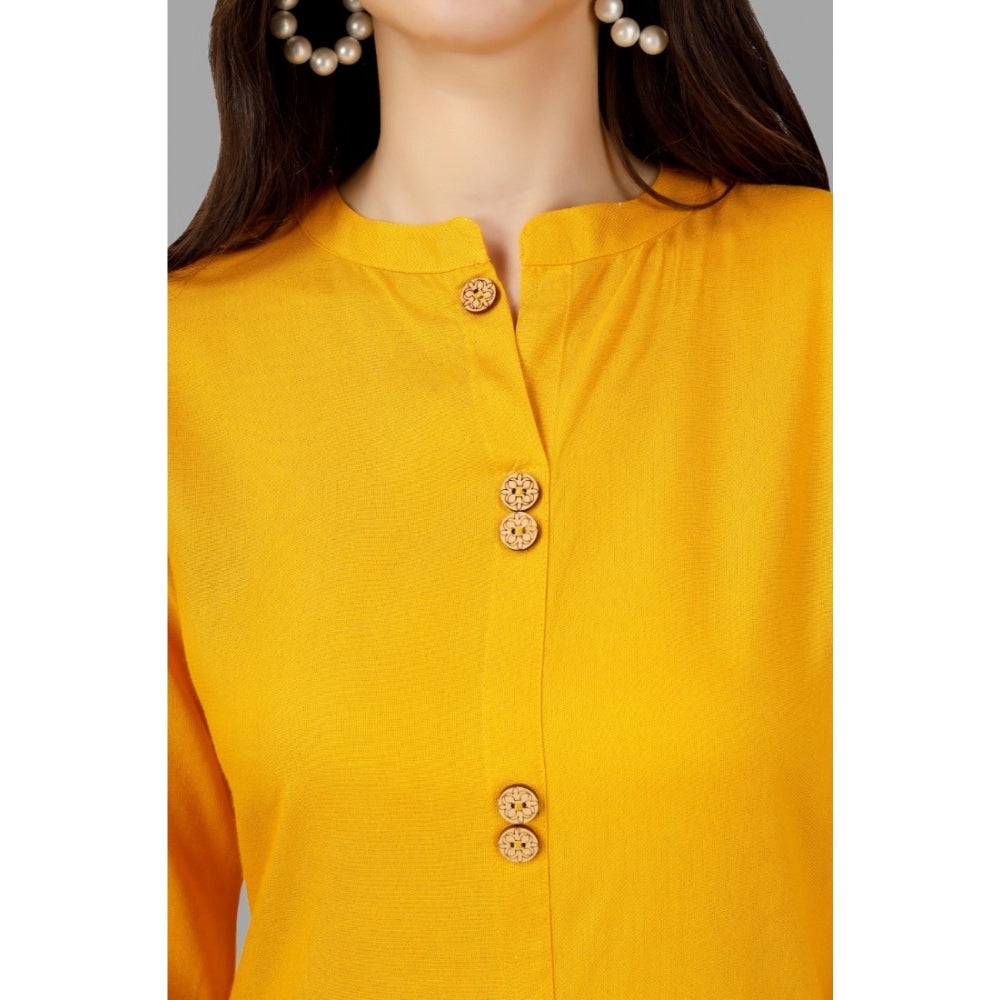 Solid Calf Length Rayon Kurti