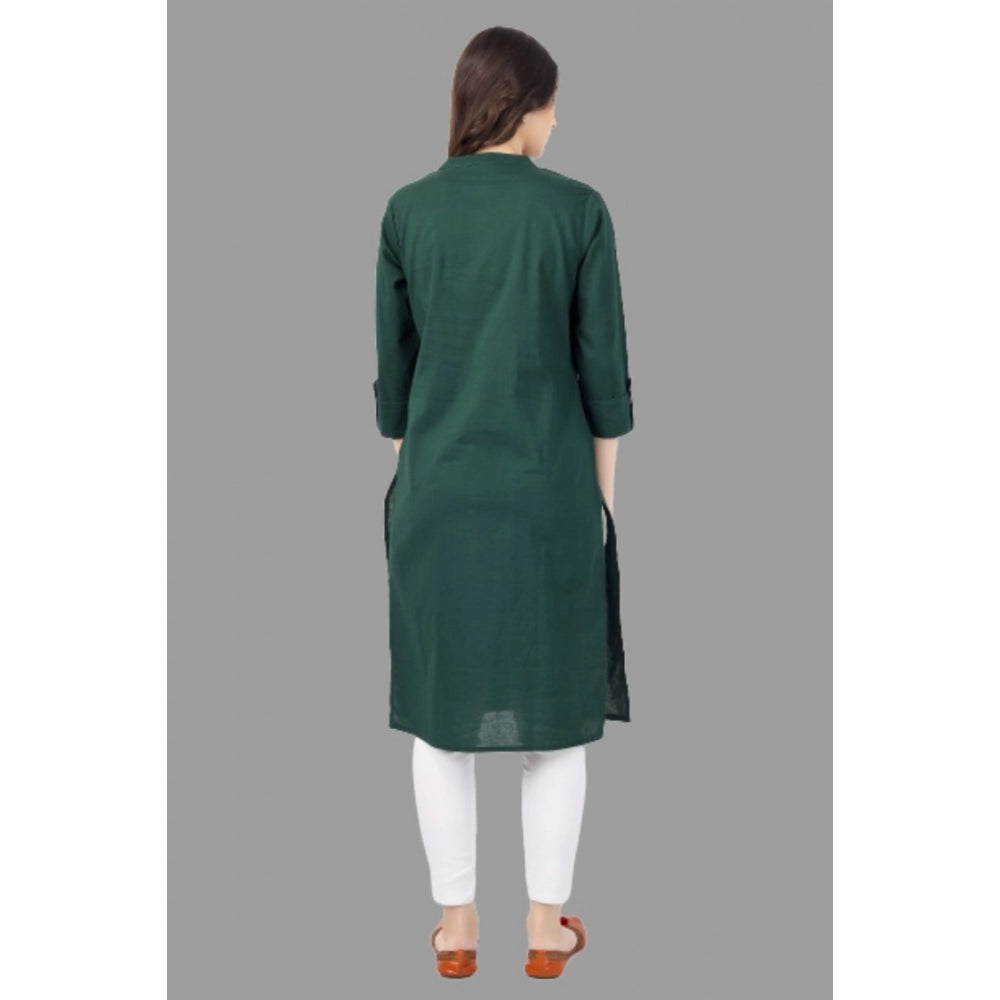 Solid Calf Length Cotton Kurti