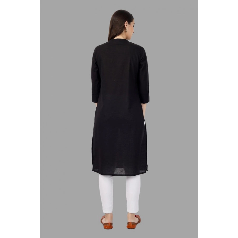 Solid Calf Length Cotton Kurti