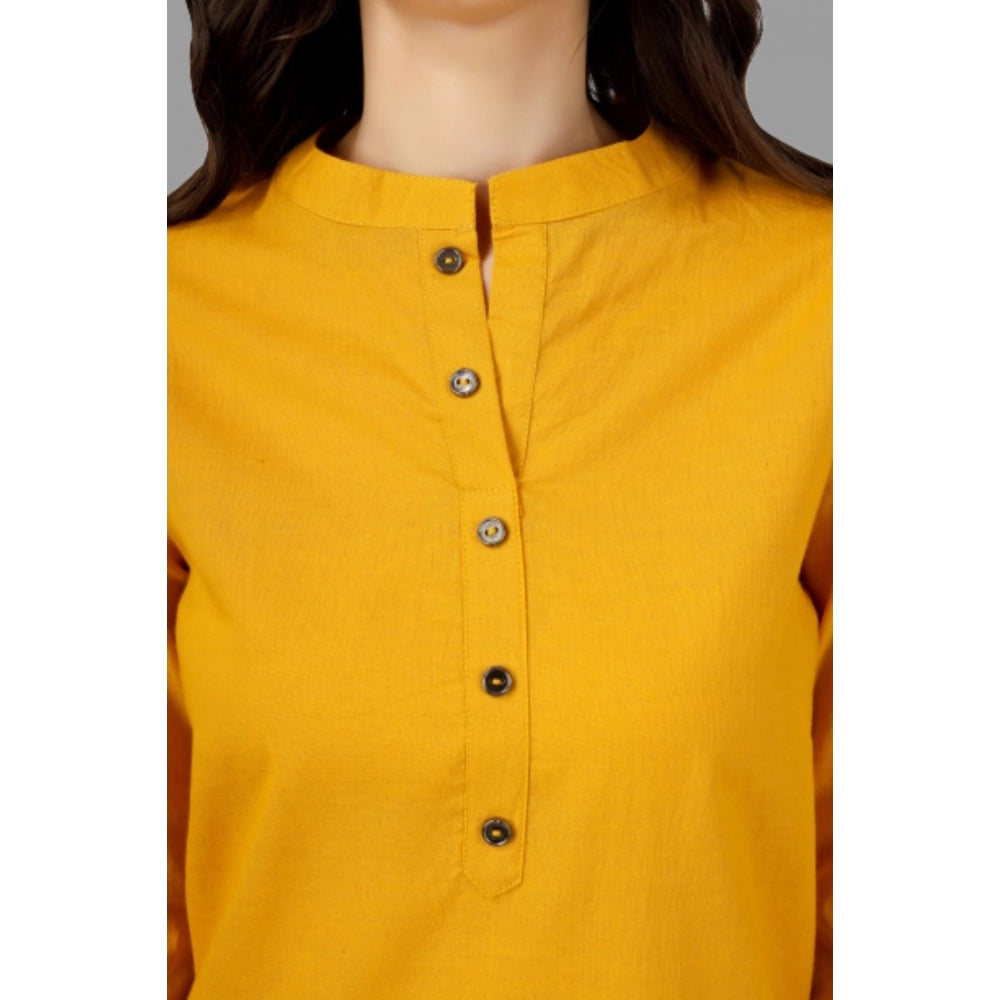 Solid Calf Length Cotton Kurti