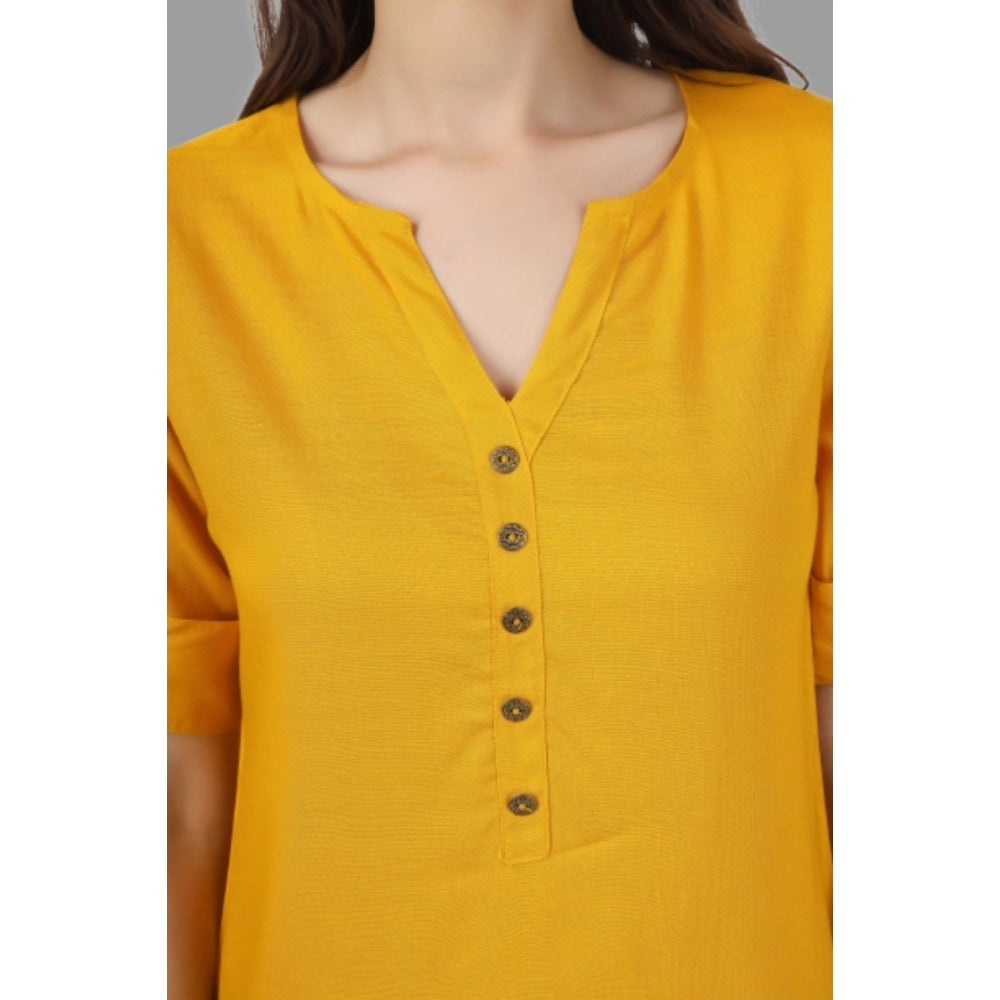 Solid Short Length Rayon Tunic Top