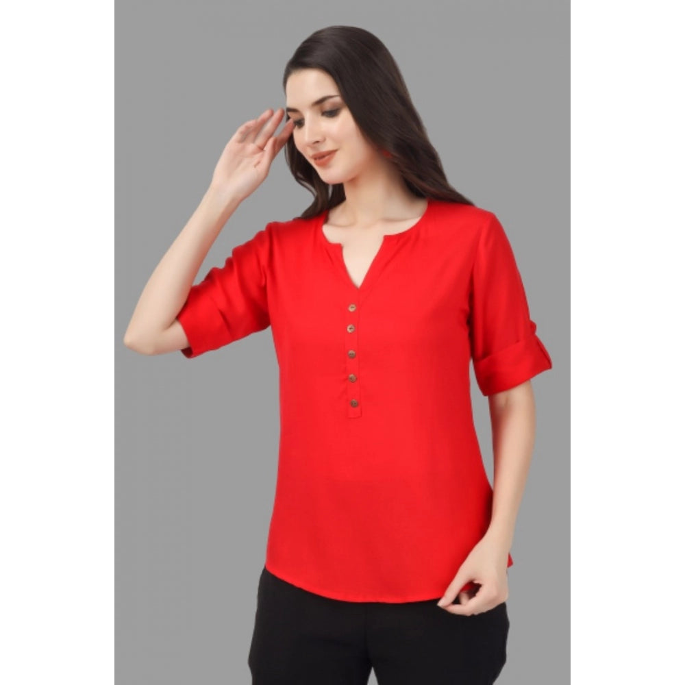 Solid Short Length Rayon Tunic Top