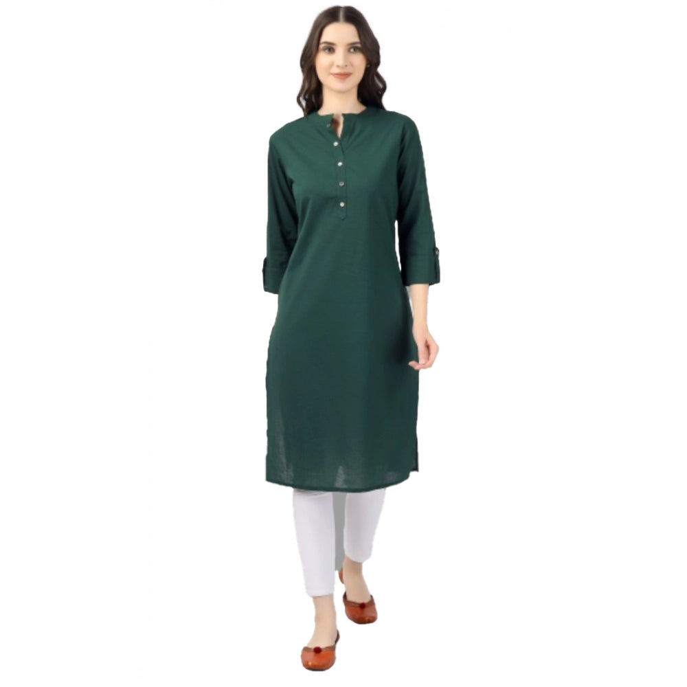 Solid Calf Length Cotton Kurti