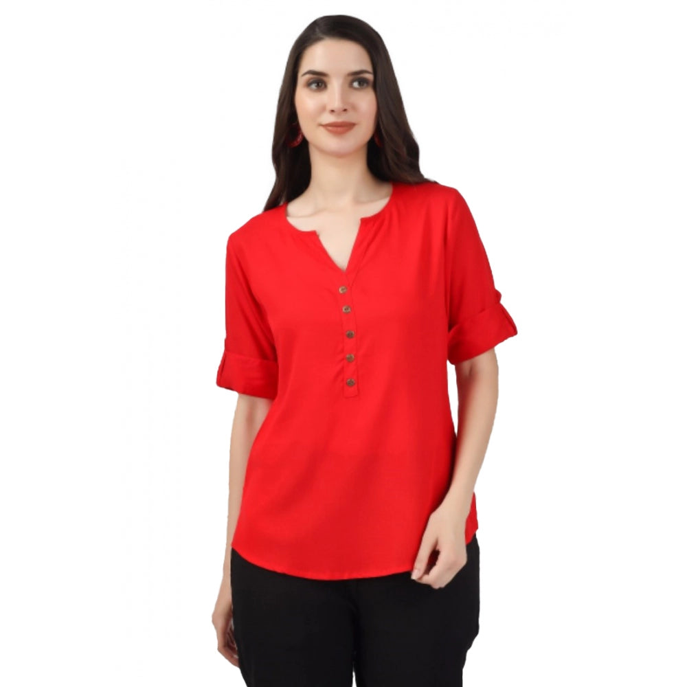 Solid Short Length Rayon Tunic Top