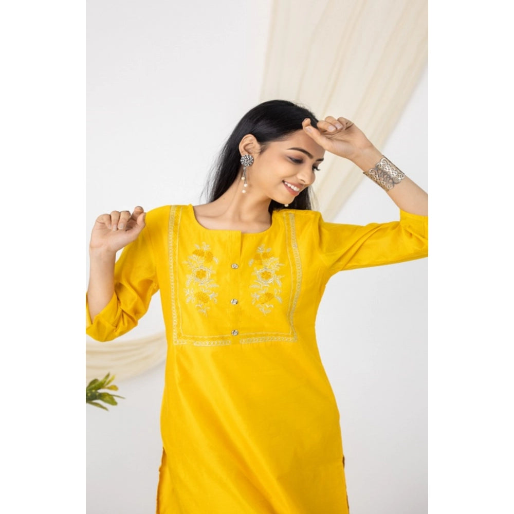 Casual 3/4 Sleeve Chanderi Printed Kurti