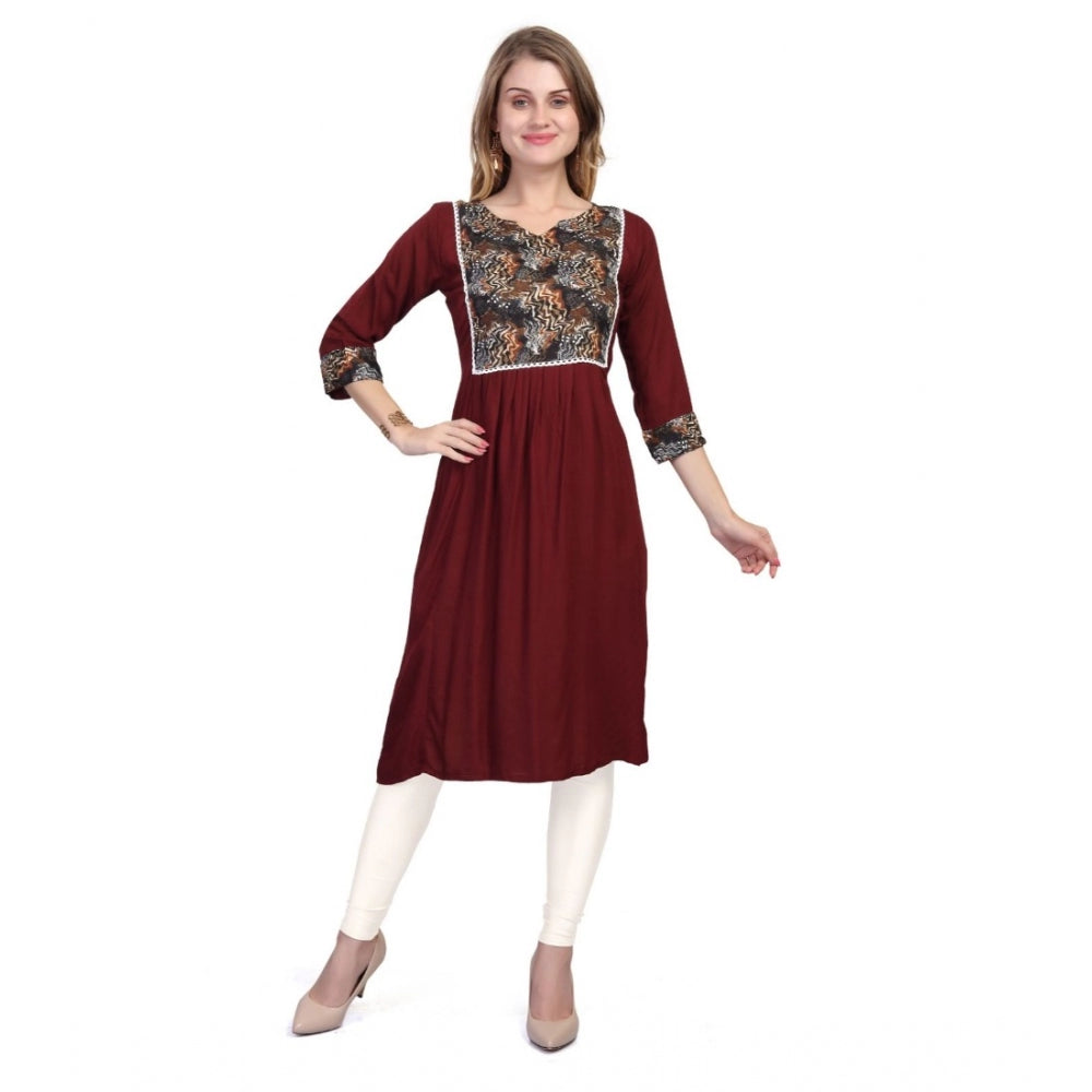 Casual 3/4 Sleeve Viscose Rayon Printed Kurti