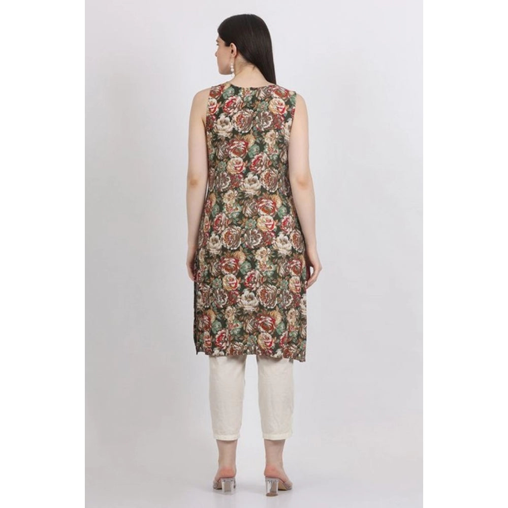 Casual Sleeveless Viscose Rayon Printed Kurti