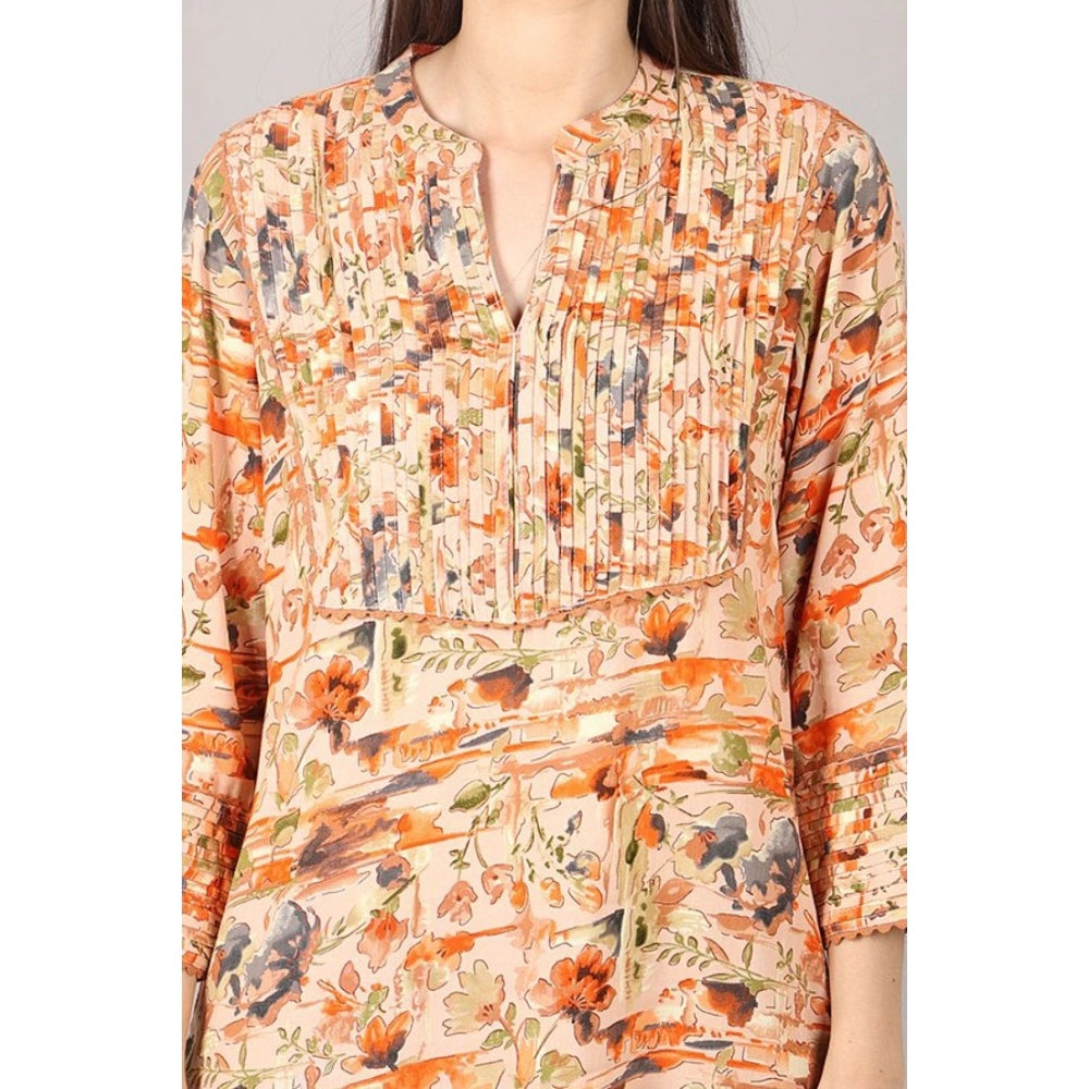 Casual 3/4 Sleeve Viscose Rayon Printed Kurti