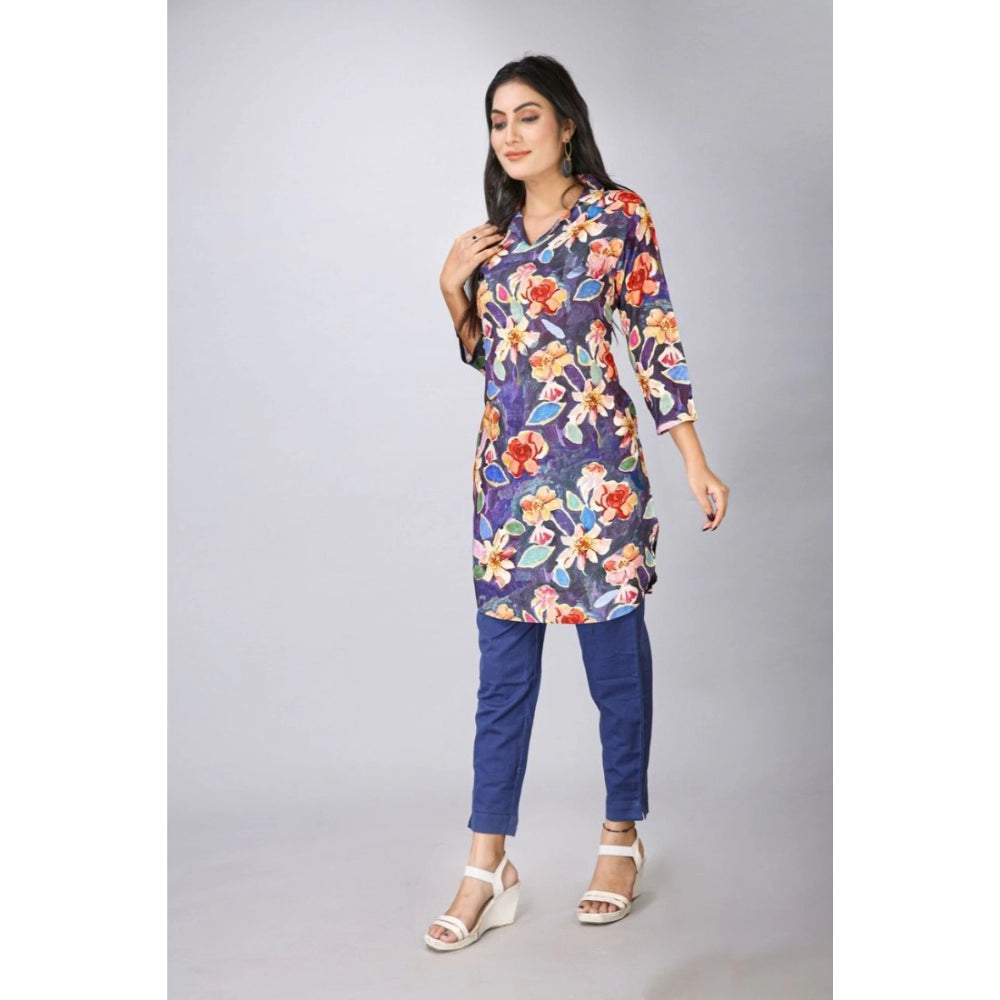 Casual 3/4 Sleeve Viscose Rayon Printed Kurti