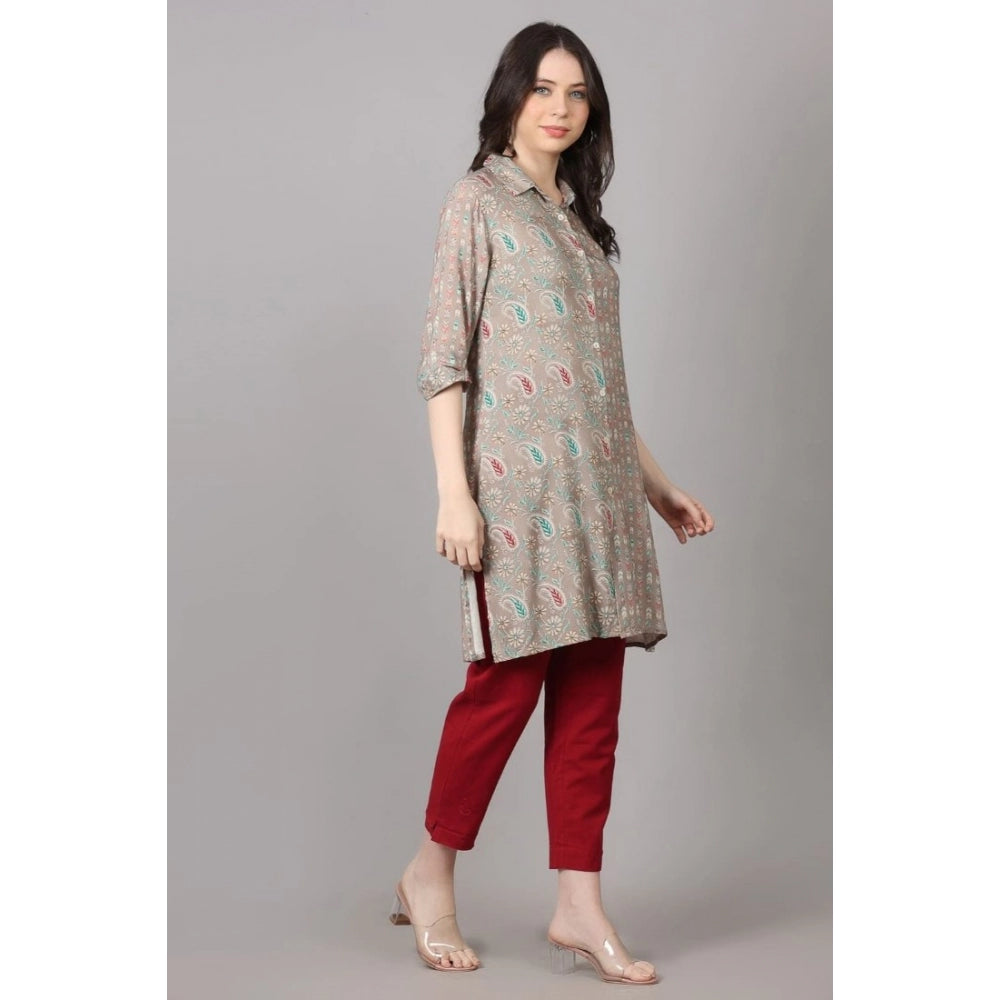 Casual 3/4 Sleeve Viscose Rayon Printed Kurti