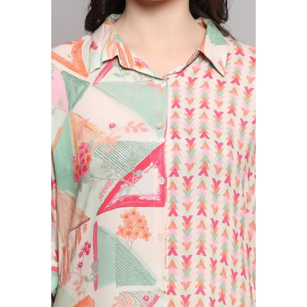 Casual 3/4 Sleeve Viscose Rayon Printed Kurti