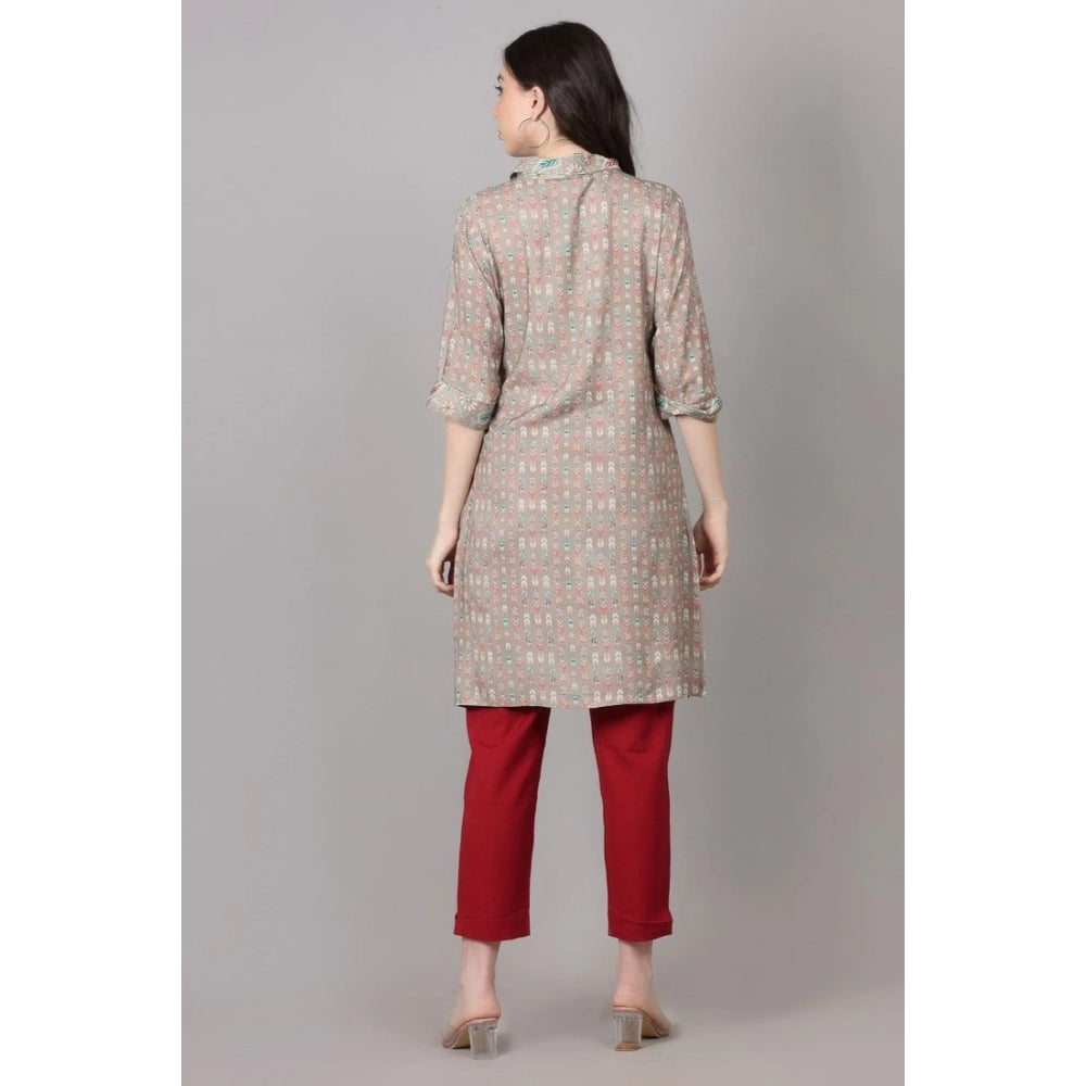 Casual 3/4 Sleeve Viscose Rayon Printed Kurti