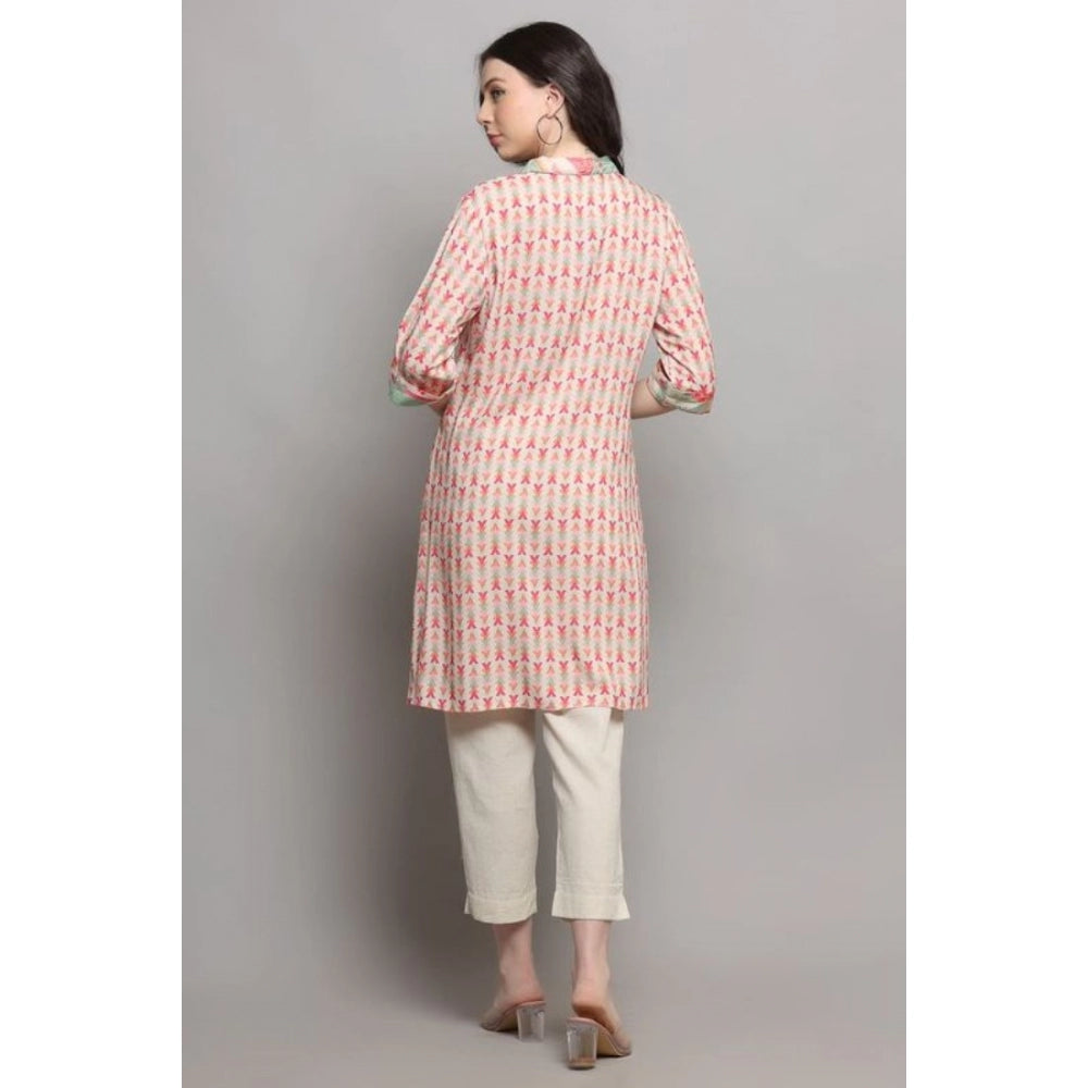 Casual 3/4 Sleeve Viscose Rayon Printed Kurti