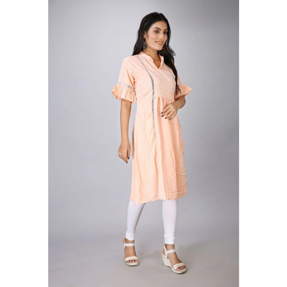 Casual Short Sleeve Silk Blend Printed Kurti