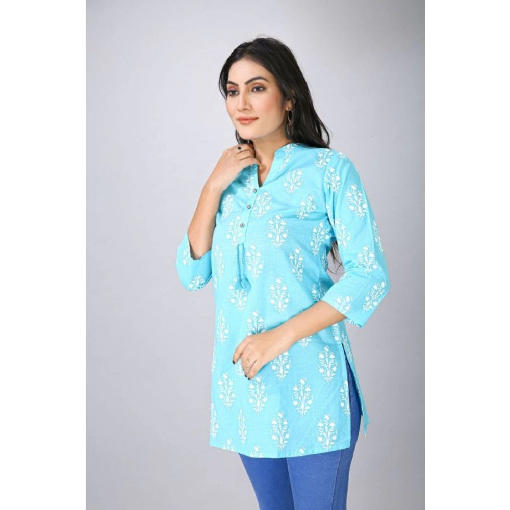 Casual 3/4 Sleeve Cotton Blend Printed Kurti