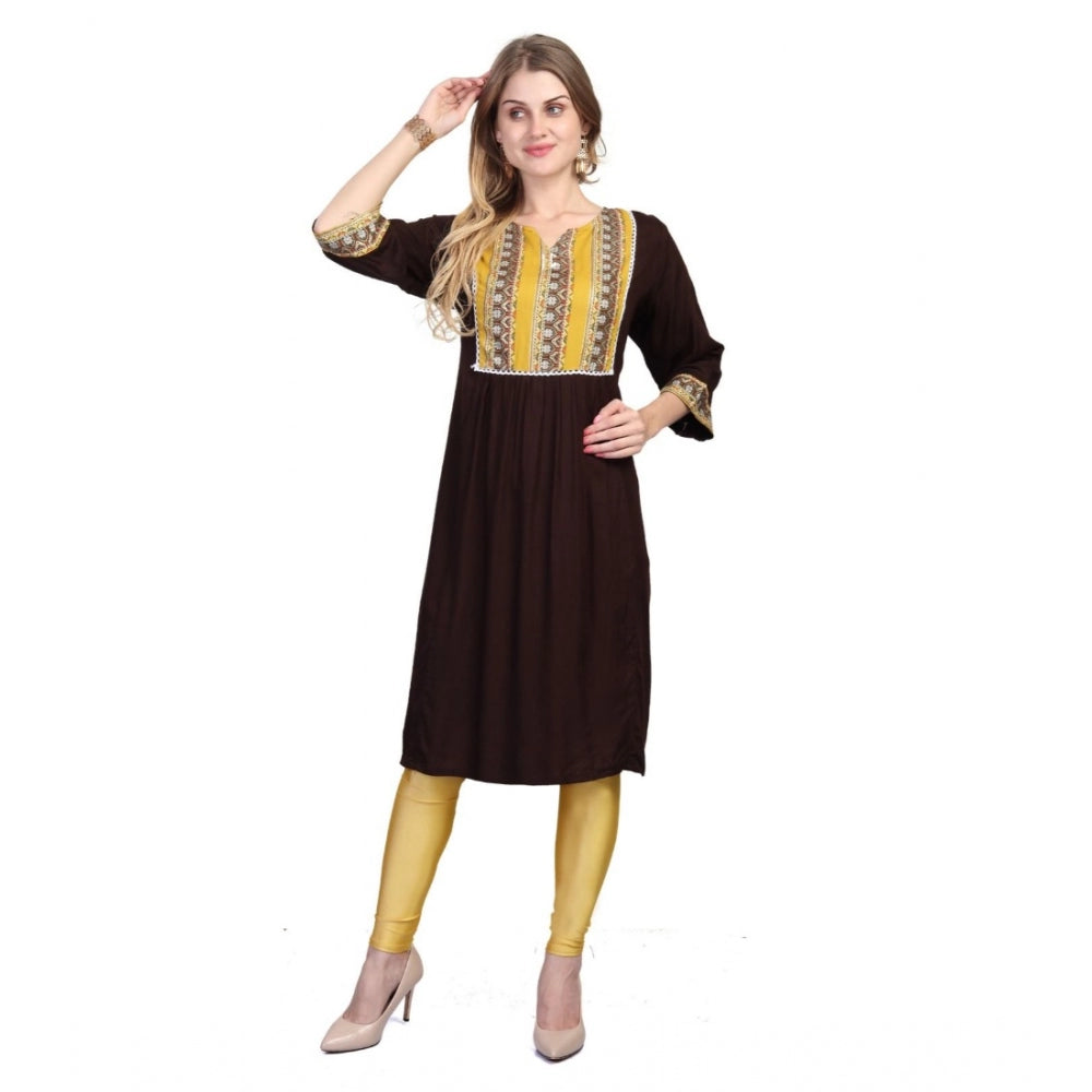 Casual 3/4 Sleeve Viscose Rayon Printed Kurti