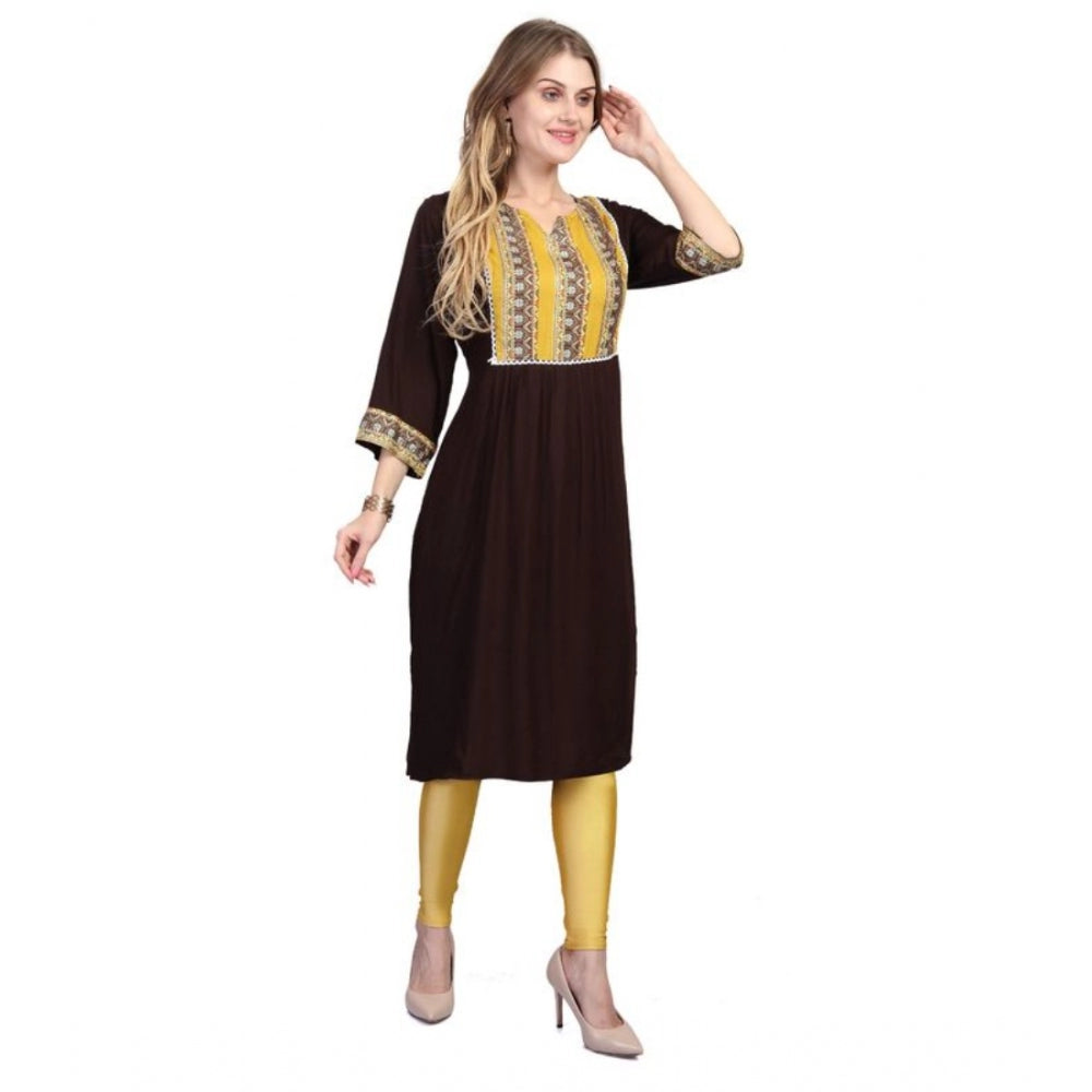 Casual 3/4 Sleeve Viscose Rayon Printed Kurti