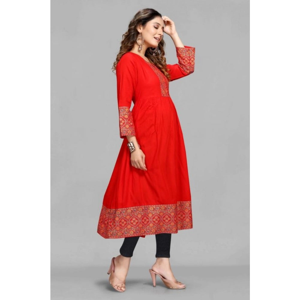 Casual 3/4 Sleeve Viscose Rayon Foil Printed Kurti