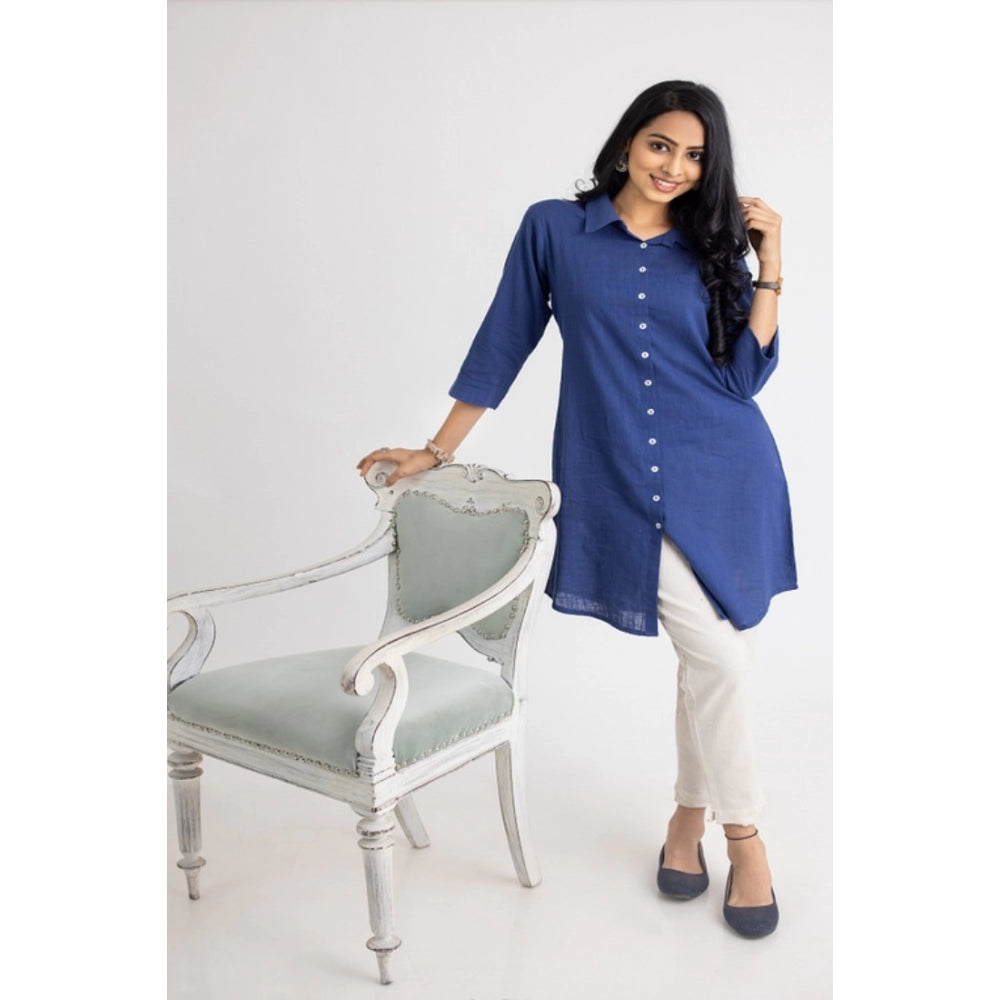 Casual 3/4 Sleeve Viscose Rayon Solid Kurti