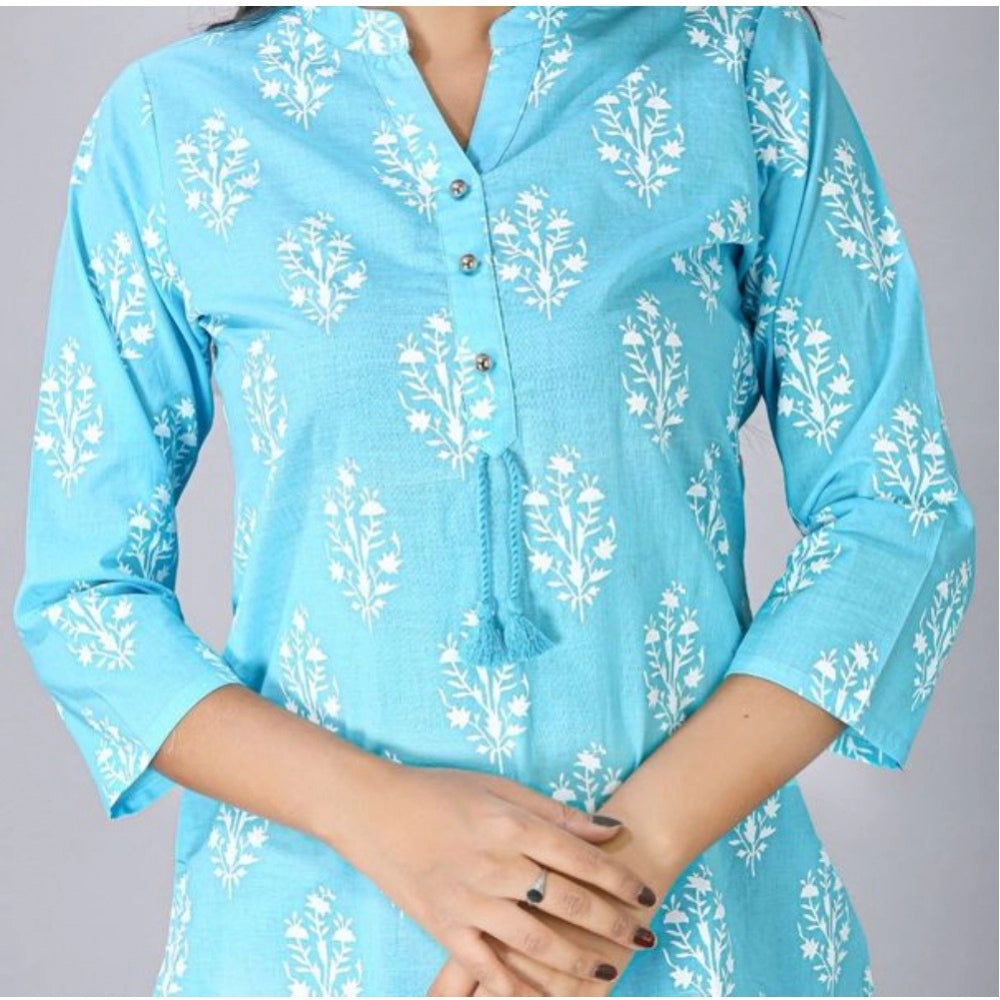 Casual 3/4 Sleeve Cotton Blend Printed Kurti