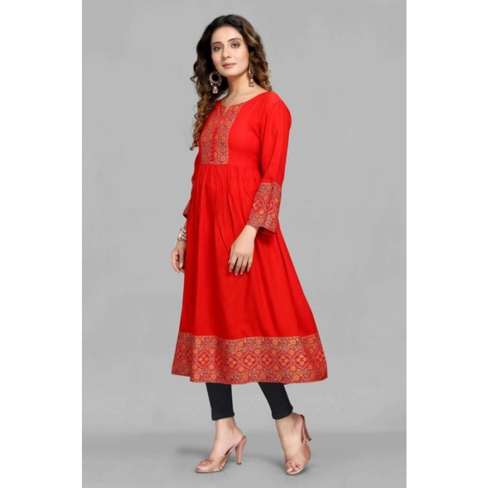 Casual 3/4 Sleeve Viscose Rayon Foil Printed Kurti