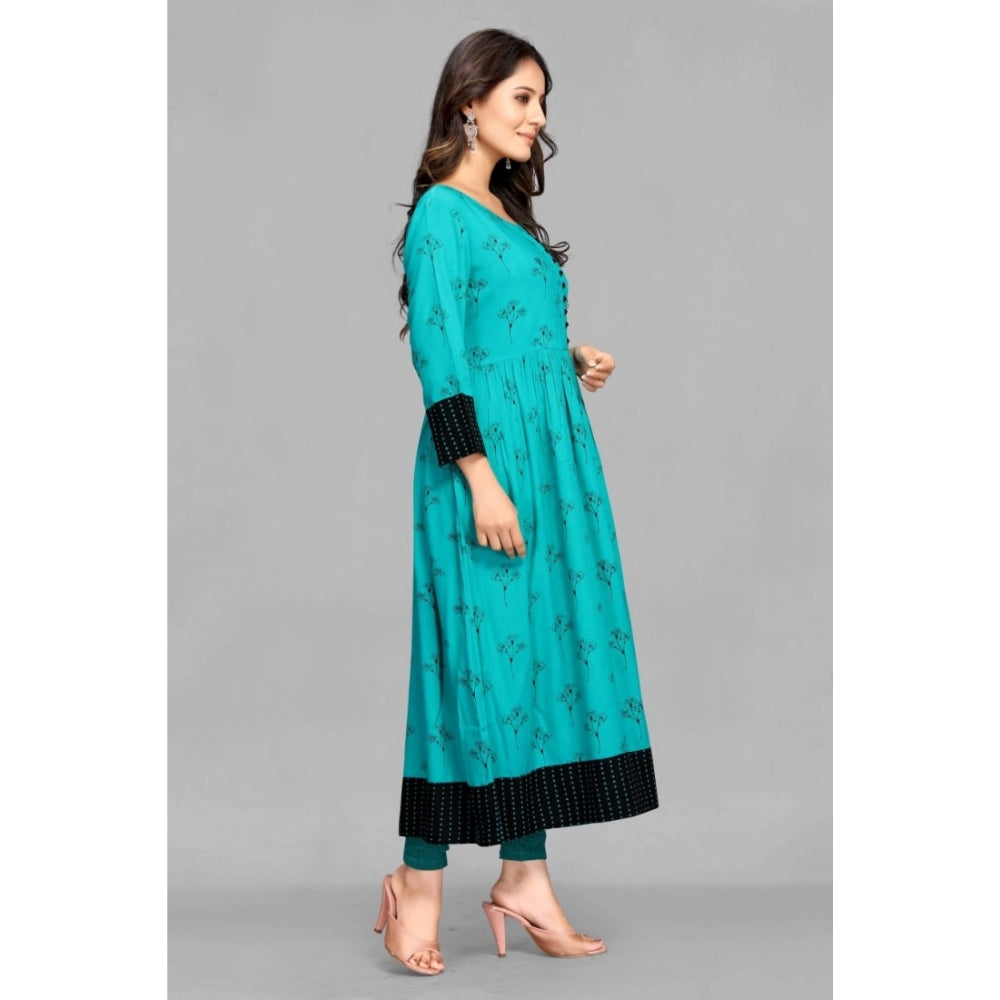 Casual 3/4 Sleeve Viscose Rayon Printed Kurti