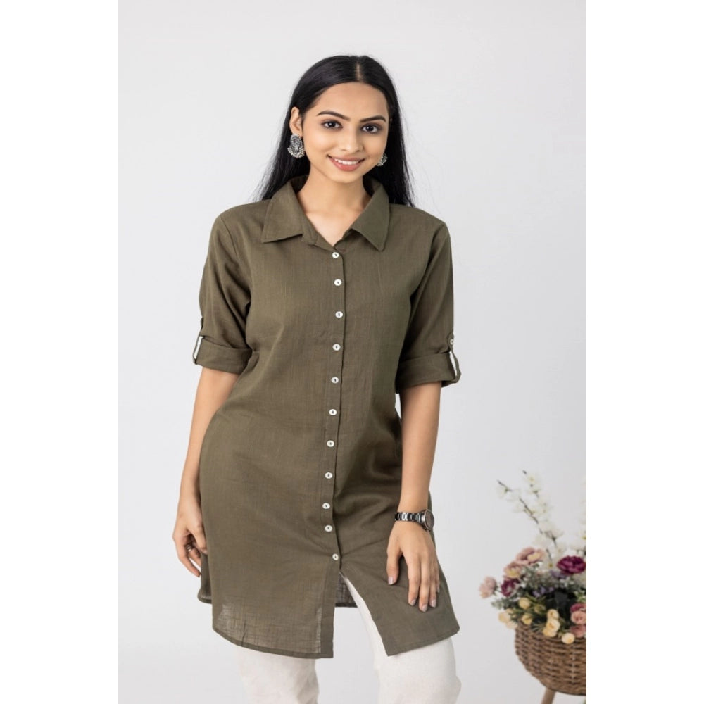 Casual 3/4 Sleeve Viscose Rayon Solid Kurti