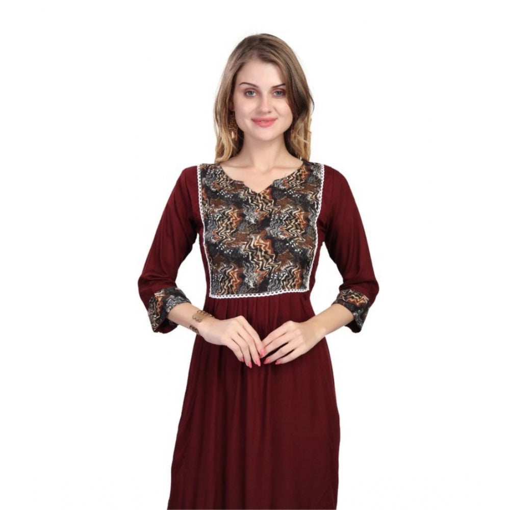 Casual 3/4 Sleeve Viscose Rayon Printed Kurti