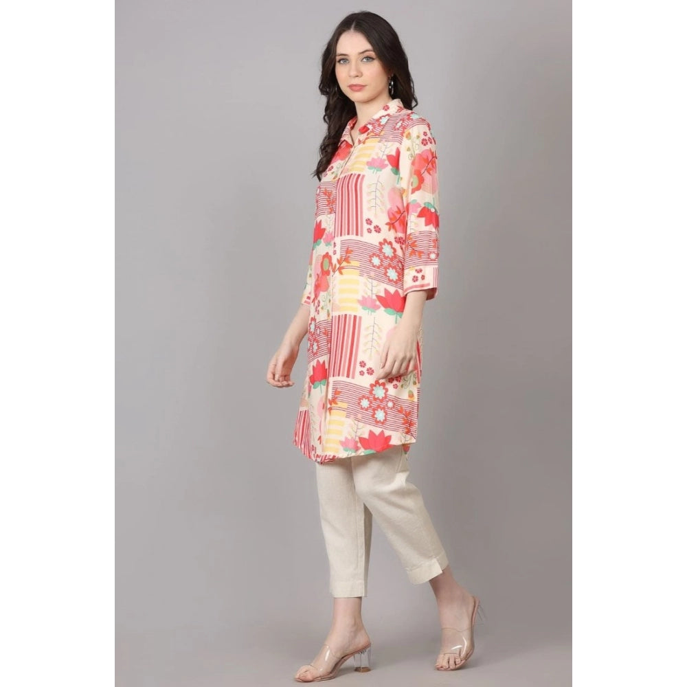 Casual 3/4 Sleeve Viscose Rayon Printed Kurti