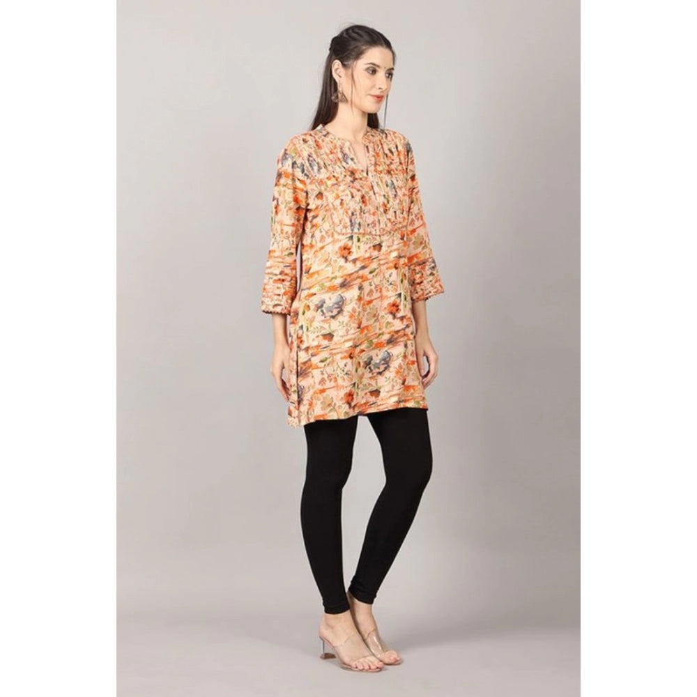 Casual 3/4 Sleeve Viscose Rayon Printed Kurti