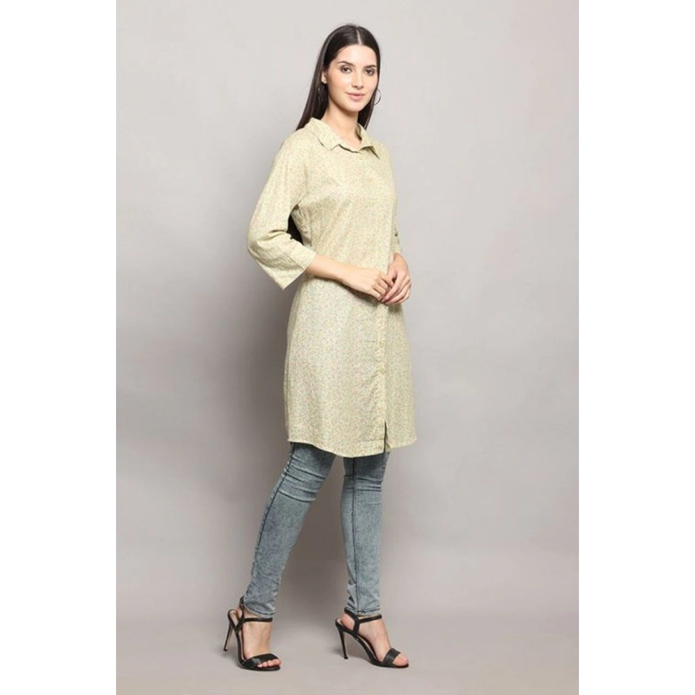 Casual 3/4 Sleeve Cotton Blend Printed Kurti