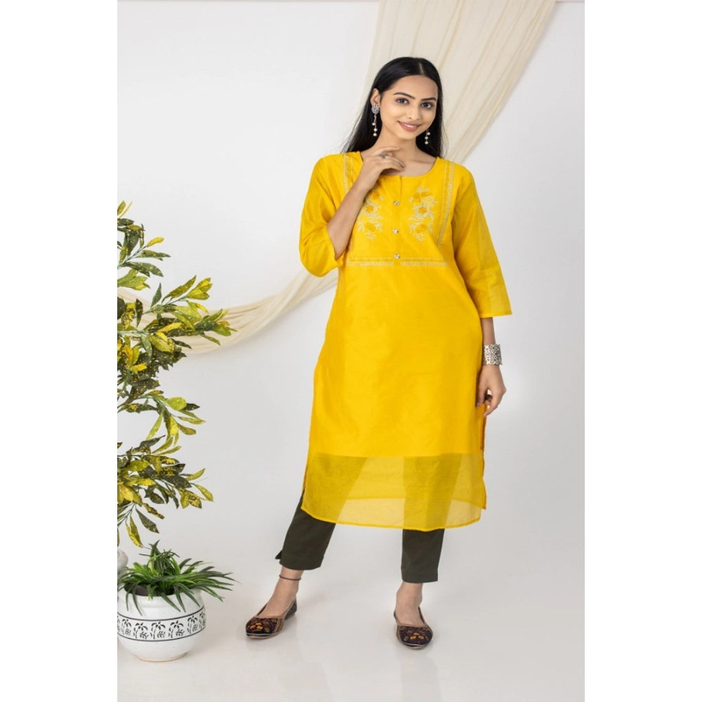 Casual 3/4 Sleeve Chanderi Printed Kurti