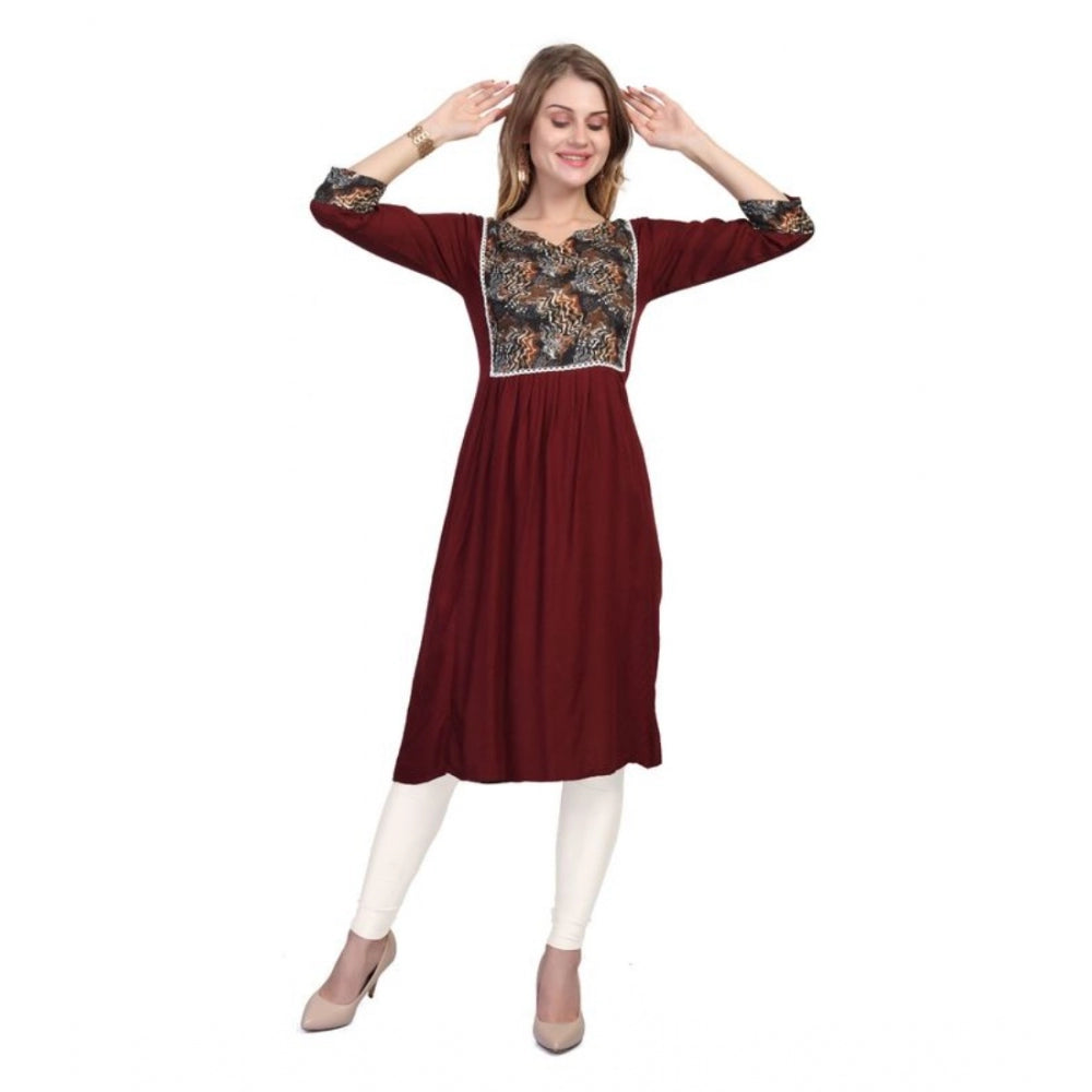 Casual 3/4 Sleeve Viscose Rayon Printed Kurti