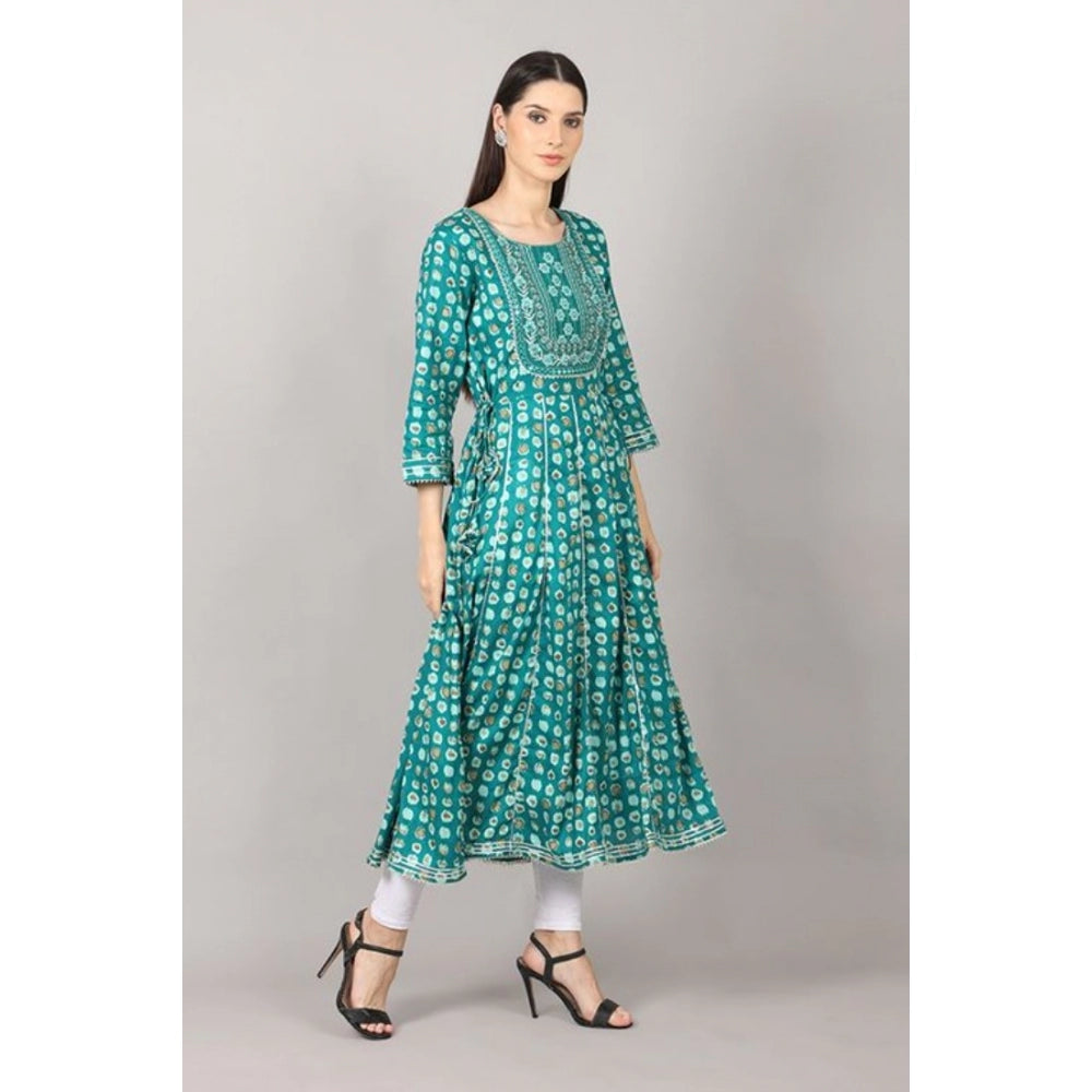 Casual 3/4 Sleeve Cotton Blend Printed Kurti