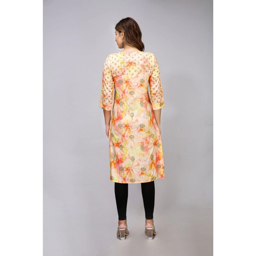 Casual 3/4 Sleeve Viscose Rayon Printed Kurti