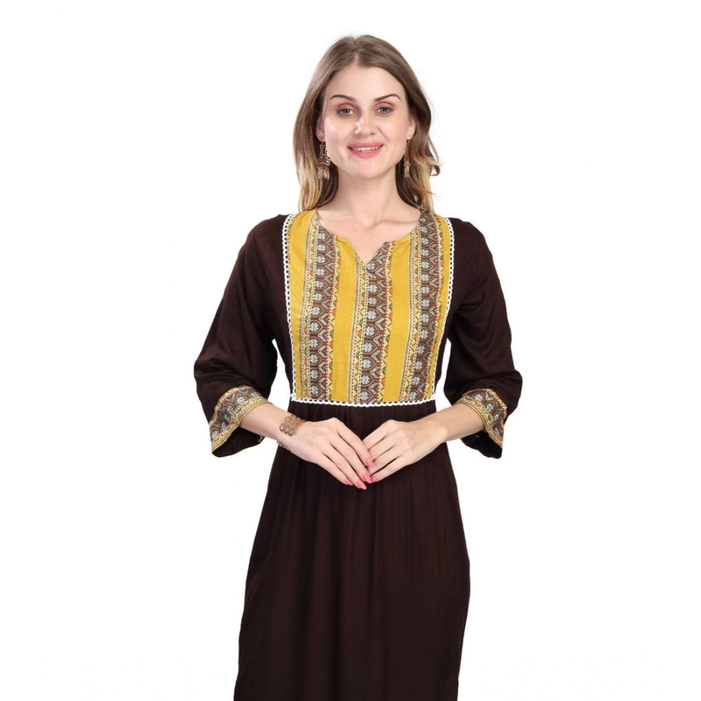 Casual 3/4 Sleeve Viscose Rayon Printed Kurti