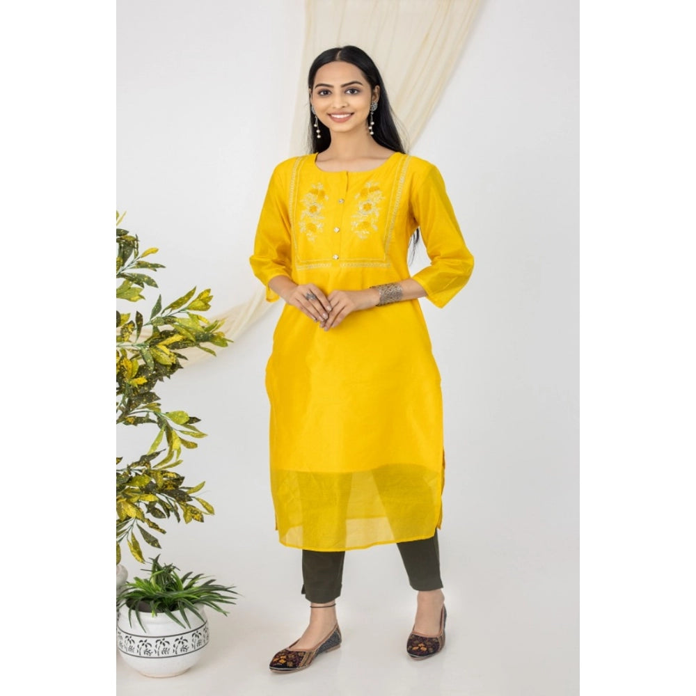 Casual 3/4 Sleeve Chanderi Printed Kurti