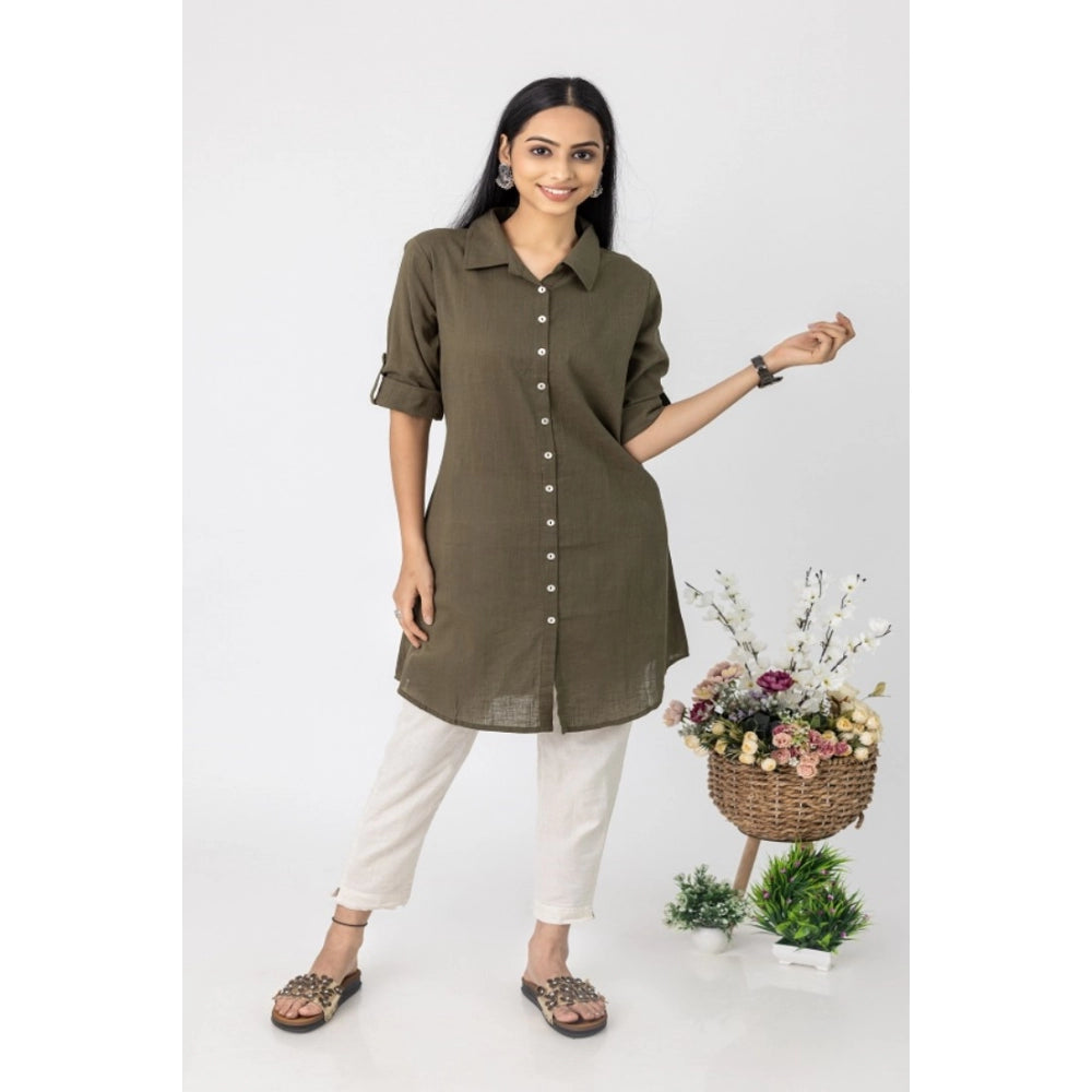 Casual 3/4 Sleeve Viscose Rayon Solid Kurti