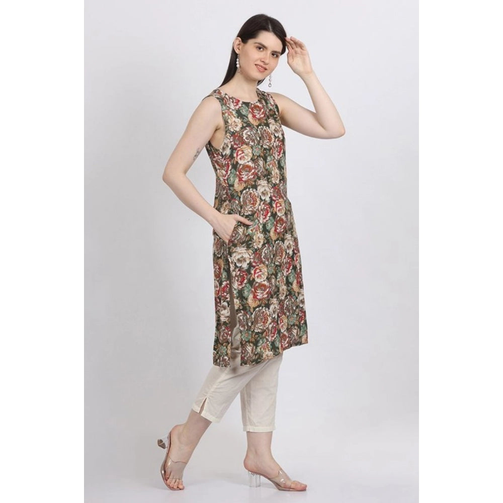 Casual Sleeveless Viscose Rayon Printed Kurti