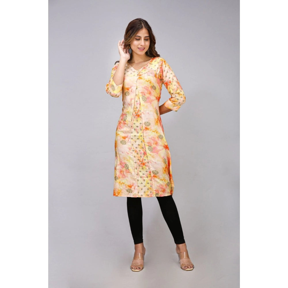 Casual 3/4 Sleeve Viscose Rayon Printed Kurti