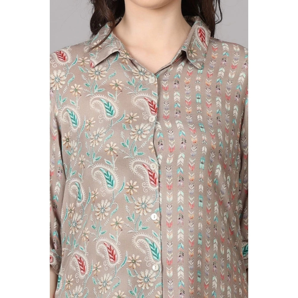 Casual 3/4 Sleeve Viscose Rayon Printed Kurti