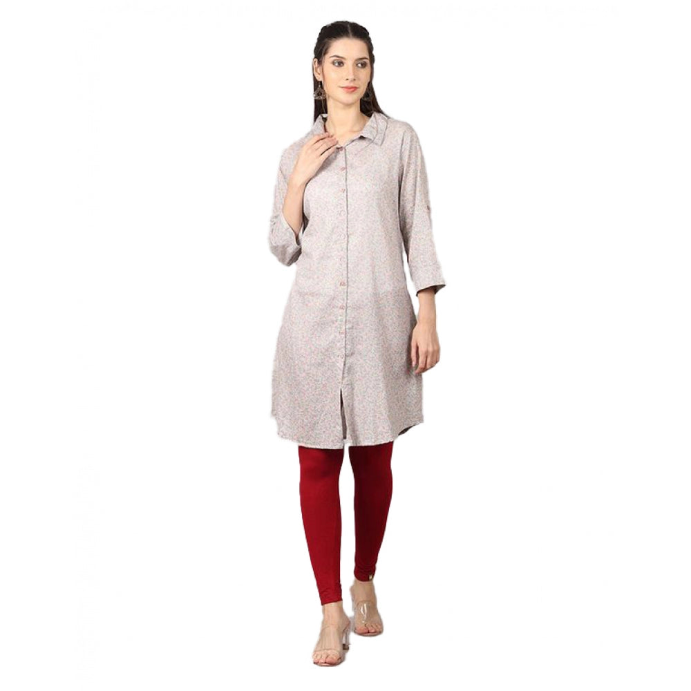 Casual 3/4 Sleeve Cotton Blend Printed Kurti