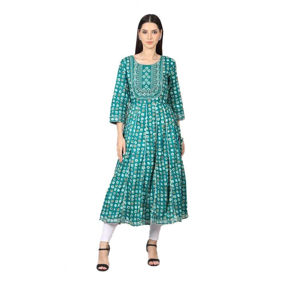 Casual 3/4 Sleeve Cotton Blend Printed Kurti